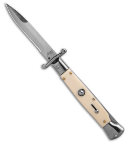 AKC Swinguard 9" Automatic Italian Stiletto Sim Ivory (4" Polish Bayonet)